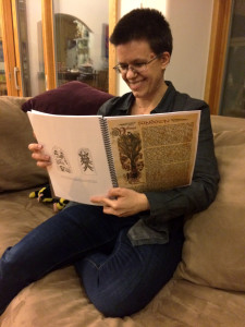 Lauren (Odin) reading the libretto.